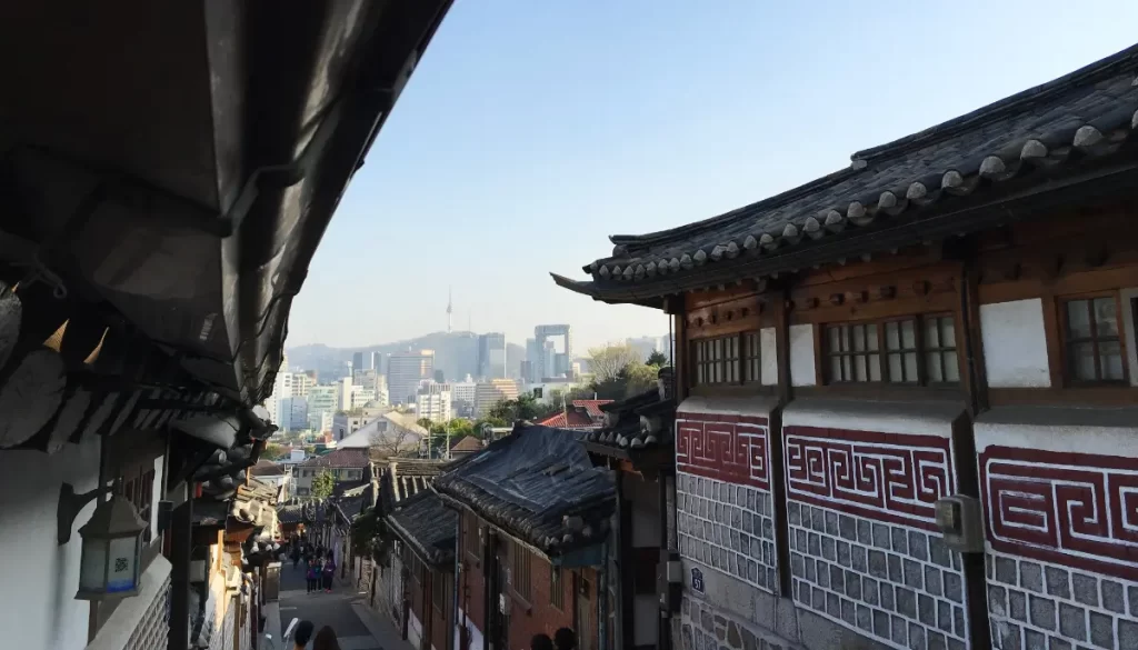 La vue depuis le village Hanok