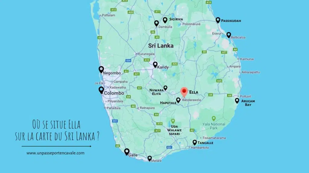 Ella sur la carte du Sri Lanka