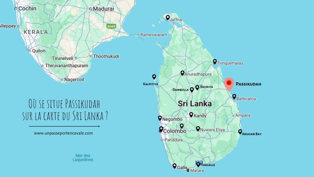 Passikudah sur la carte du Sri Lanka