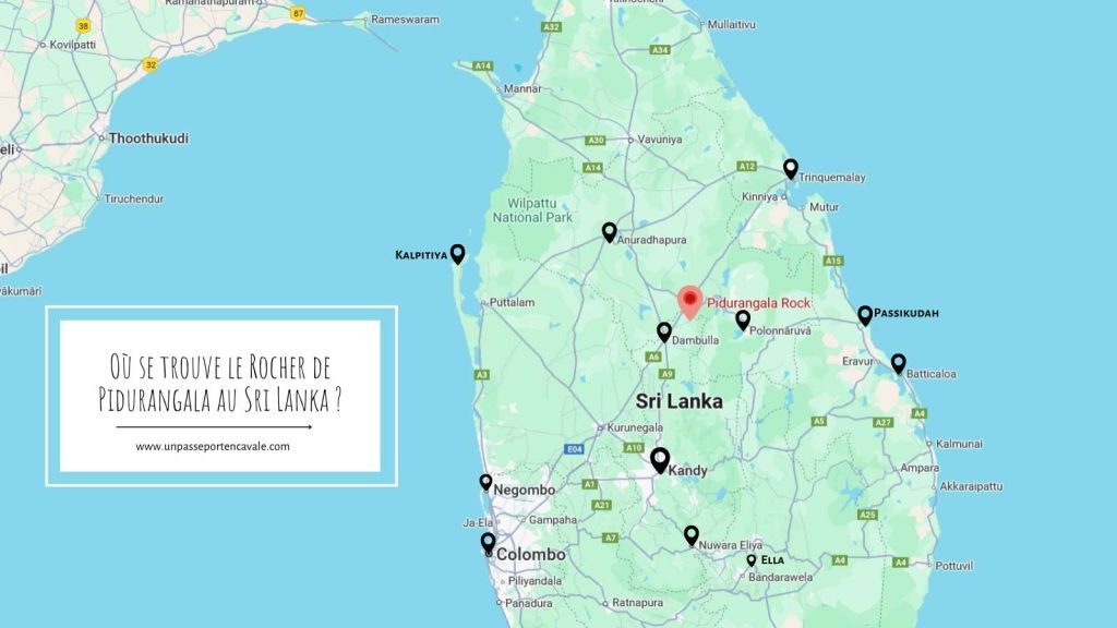 Pidurangala sur la carte du Sri Lanka