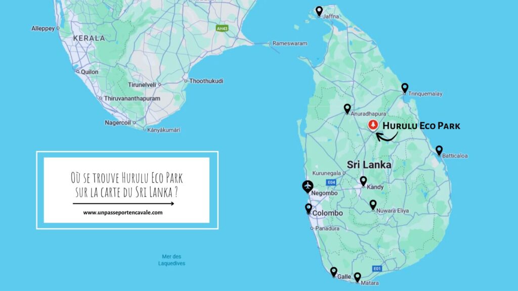 Hurulu Eco Park sur la carte du Sri Lanka