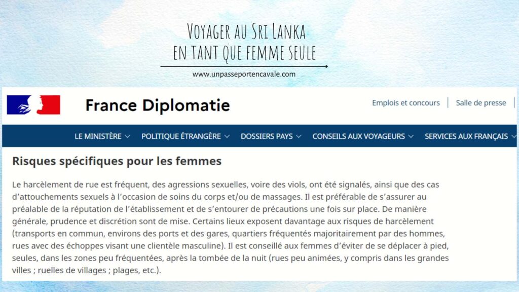 Voyager seule au Sri Lanka en tant que femme, estce dangereux