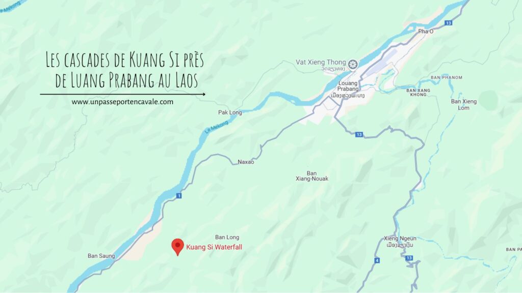 Les cascades de Kuang Si sur la carte du Laos