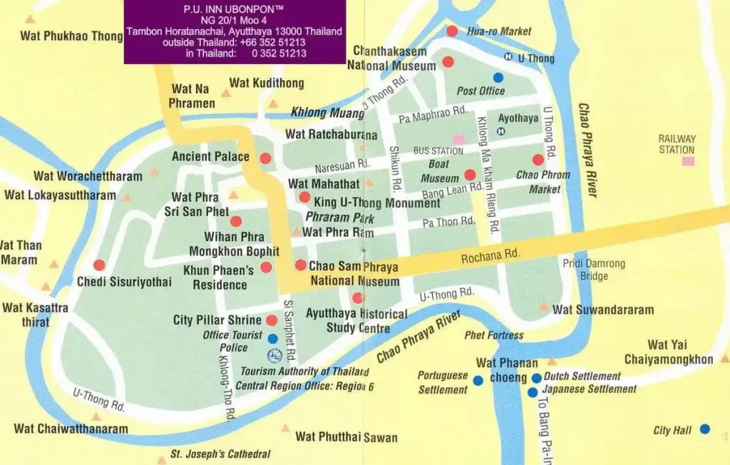 La carte d'Ayutthaya