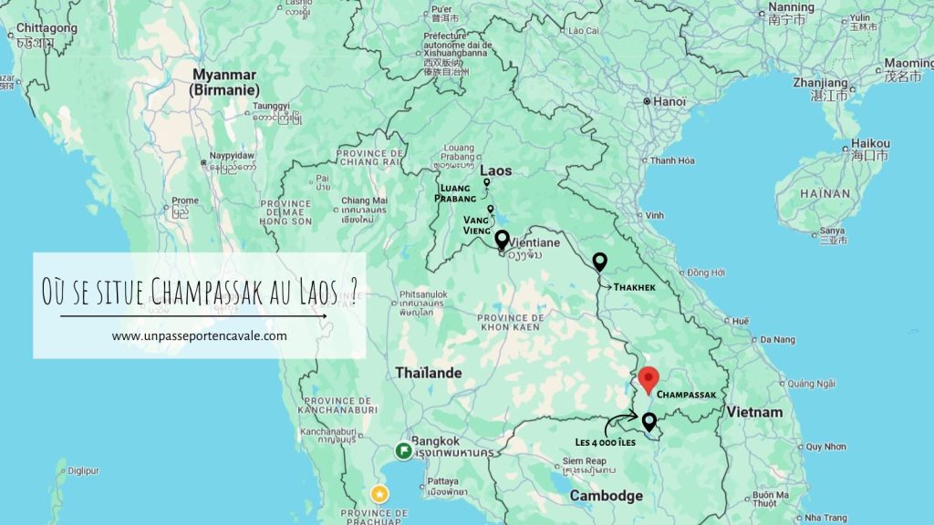 Champassak sur la carte du Laos