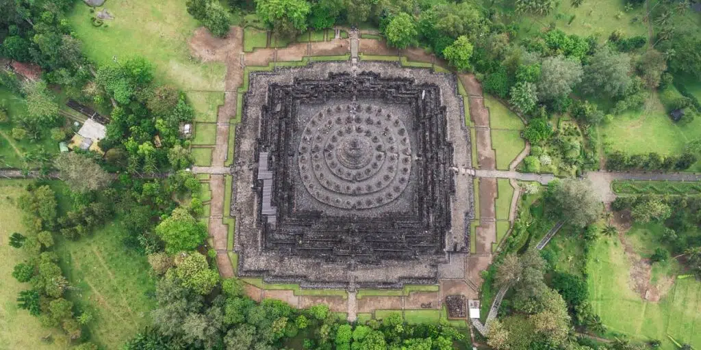 Le temple de Borobodur vue du ciel
