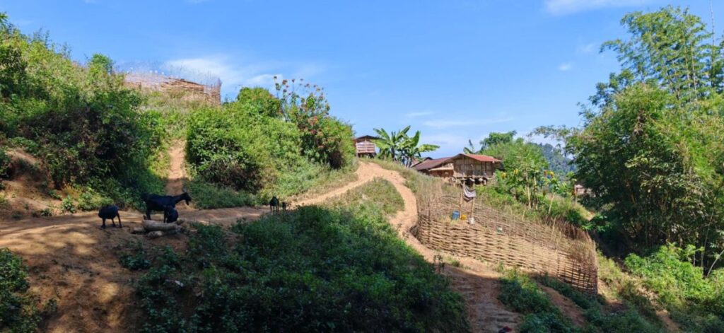 Village Akha dans les montagnes