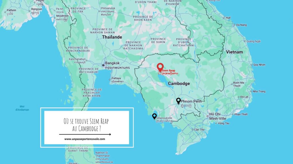 Siem Reap sur la carte du Cambodge