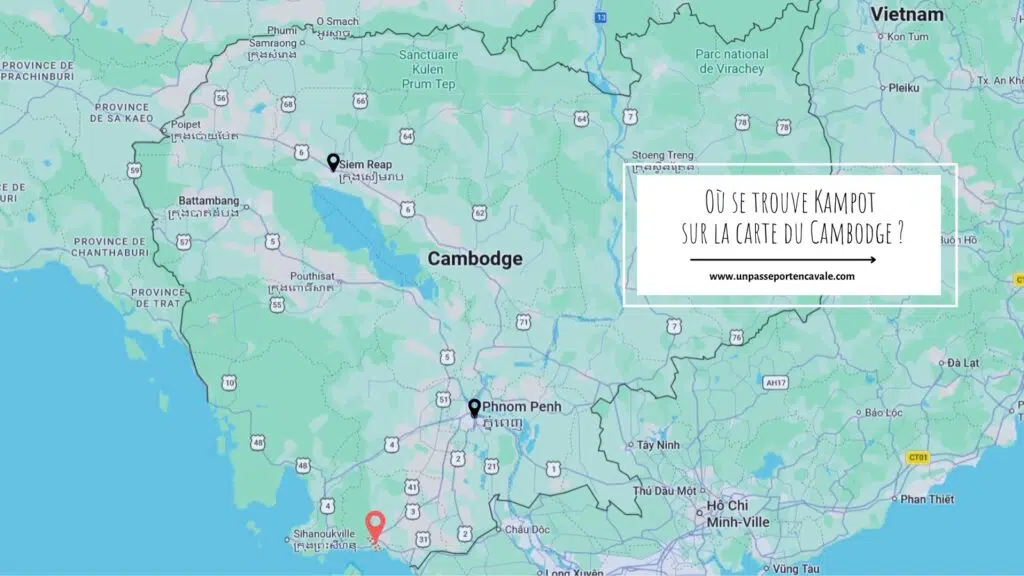 Kampot sur la carte du cambodge